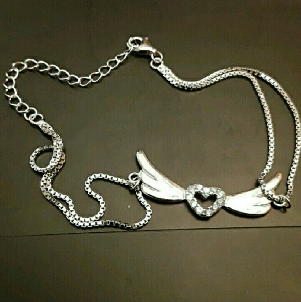 A1 NEW Diamond Sterling Angel Wing Bracelet - Picture 4 of 7